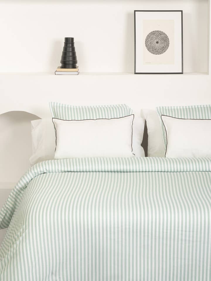 Jersey cotton duvet cover - Lined mint bedding for wholesale by SISOMDOS