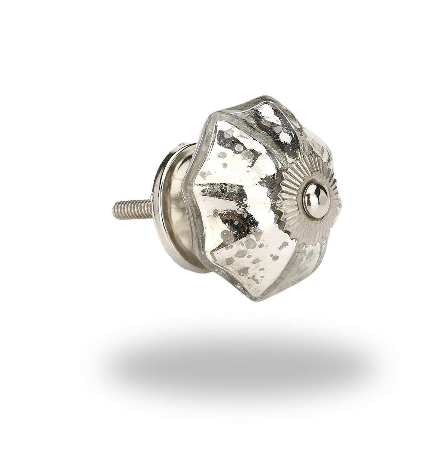 Perilla Home - Vente Poignée/bouton - Unique Lot de 6 boutons de miroir en verre argenté5