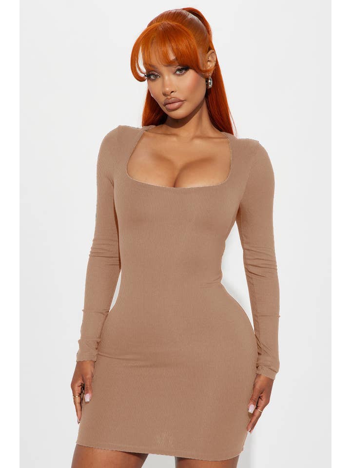 5besties inc – wholesale Dress – Women's – DOUBLE LAYERED RIB KNIT BODYCON DRESS
