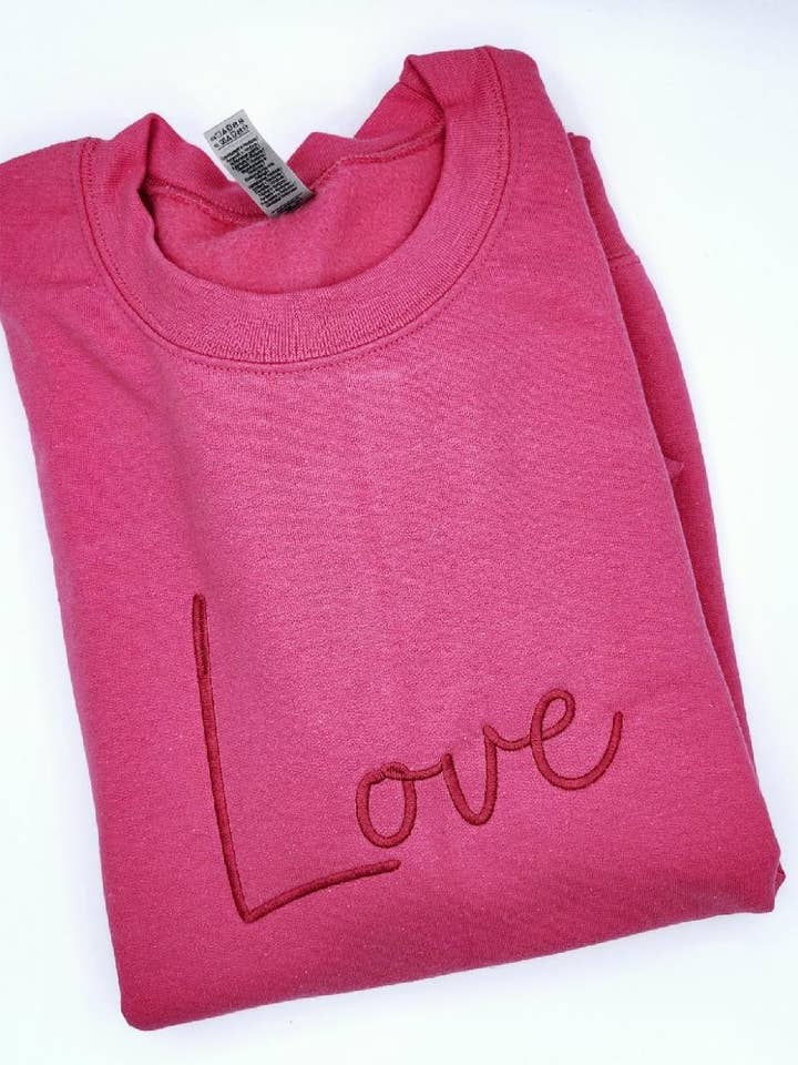 Pink Love Sweatshirt for wholesale by Mudbugs BTQ