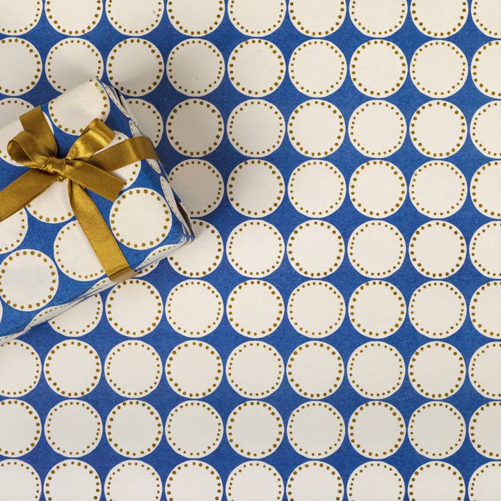Dots , Navy Wrapping Paper for wholesale by REGARO PAPIRO