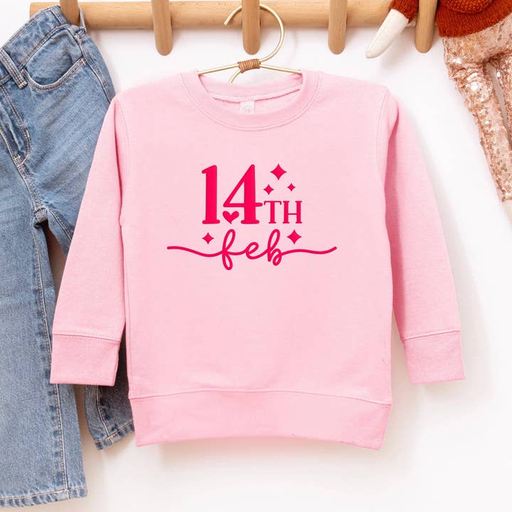 14th Feb Stars Puff Print | Toddler Graphic Sweatshirt for wholesale by Olive And Ivory Wholesale