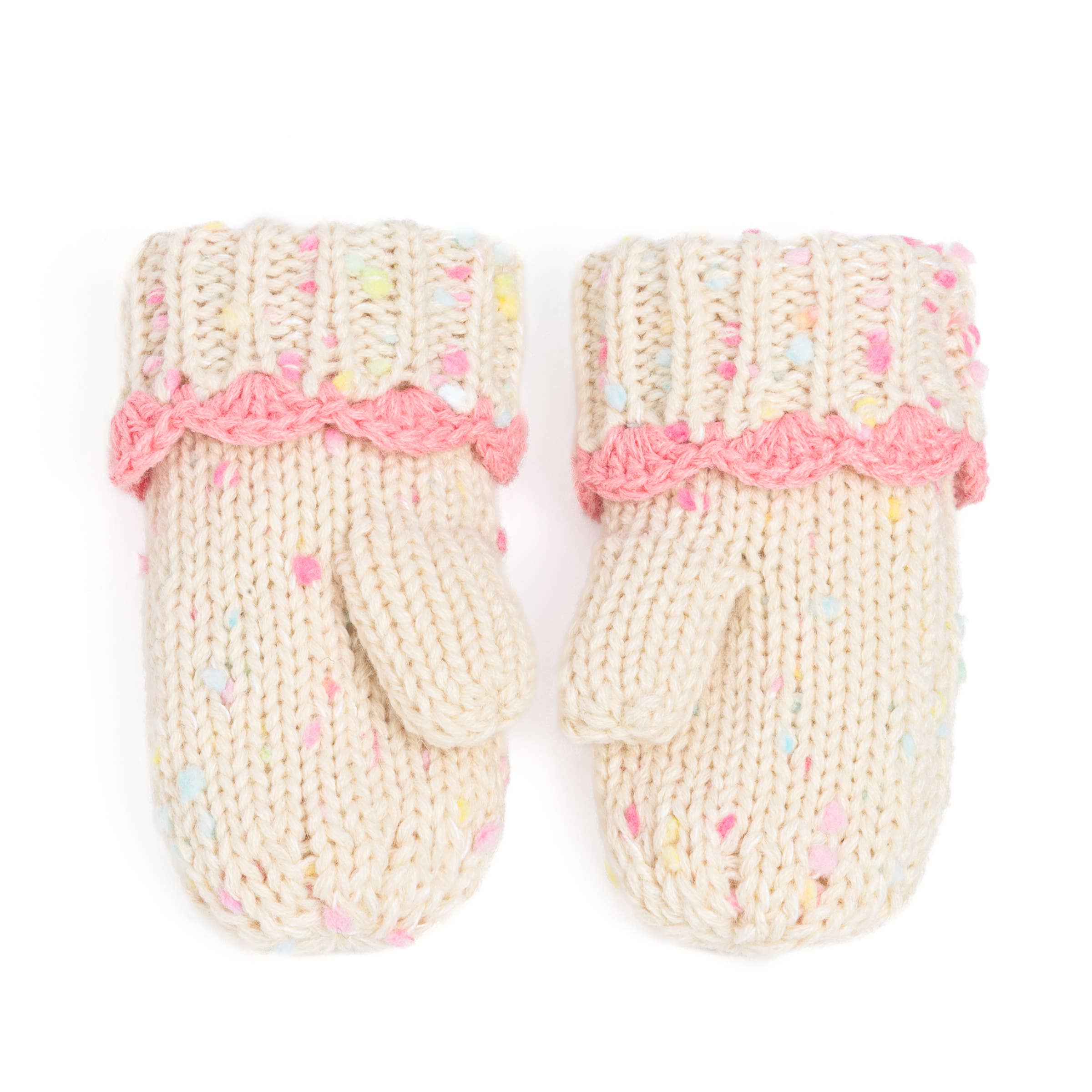 Peppercorn Kids - Wholesale Mittens - Kids - Little Girls Knit Mittens with Lace - Off-White 1-3y, 3-6y3