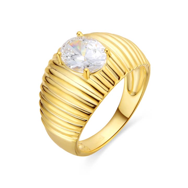 Anillo Luxenter de Plata de Ley 925 y Circonita Brillante acabado oro amarillo de 18k - Metri for wholesale by Luxenter
