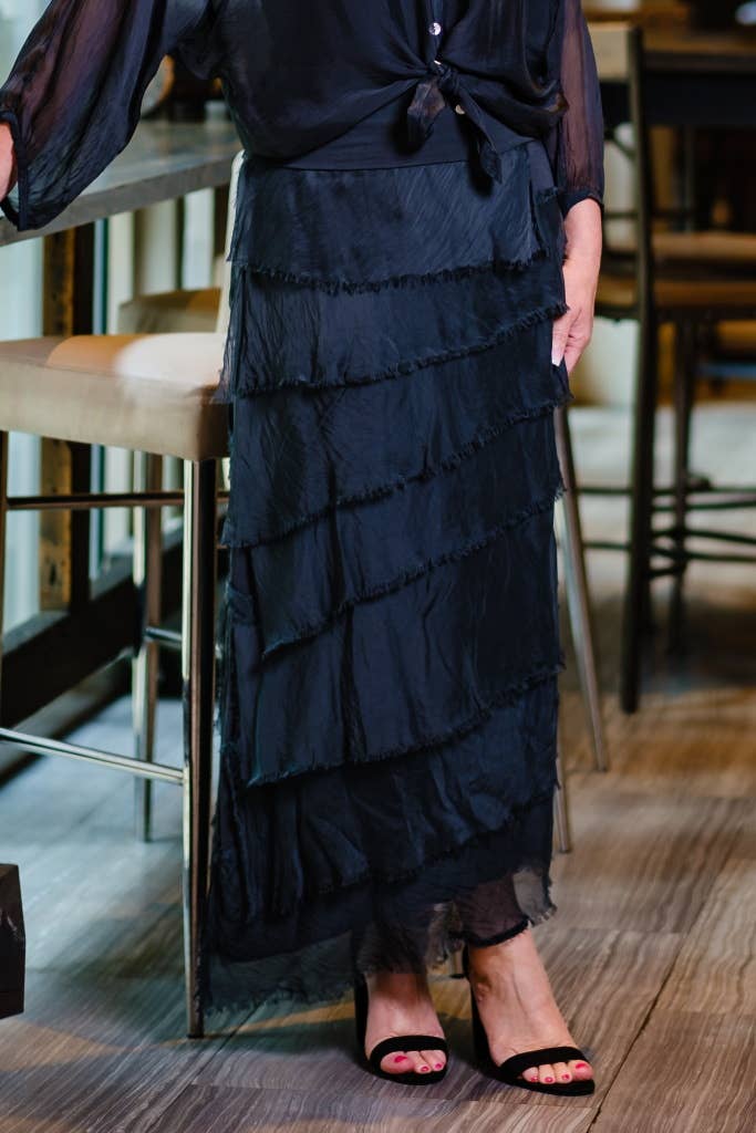 TINA Stephens Italy/Tees By Tina - Wholesale Skirt - Women's - Elisa Silk Ruffle Skirt (SL201)46