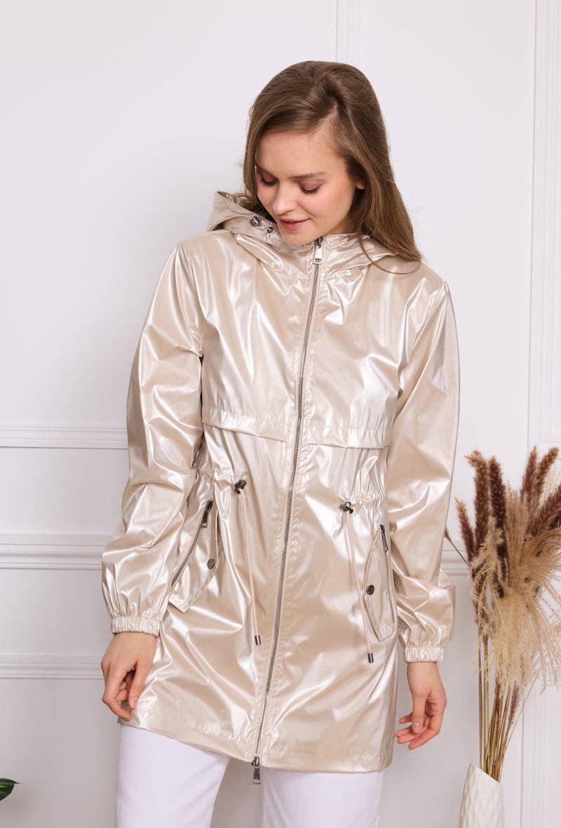 SOFTY - Wholesale Raincoat - Women's - Iridescent effect drawstring waterproof jacket S560320