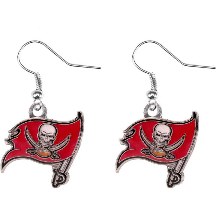 Boucles d'oreilles pendantes avec logo NFL Tampa Bay Buccaneers pour la vente par Aminco USA
