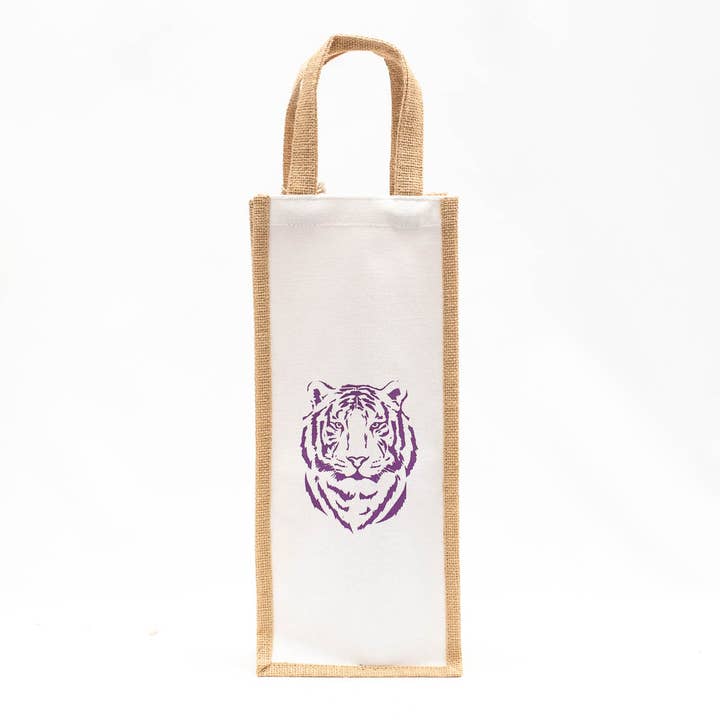 The Royal Standard - Wholesale Wine Gift Bag - Easy Tiger Wine Bag White/Purple 6x14x4