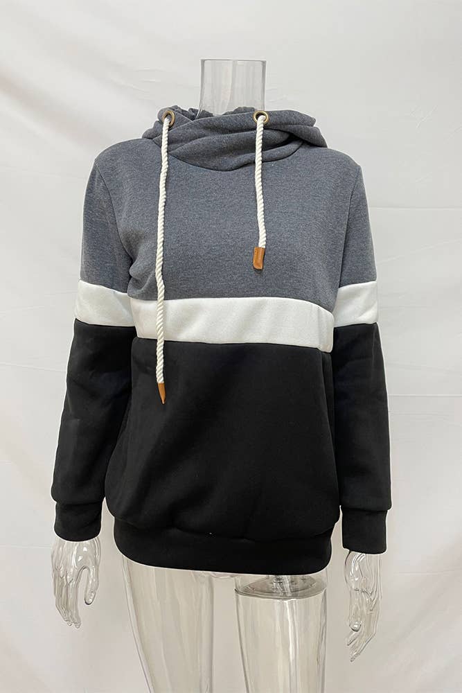 UNISHE – Engroshandel Hoodie – Kvinder – Colorblock Sweatshirt med hætte med snor ZK21836