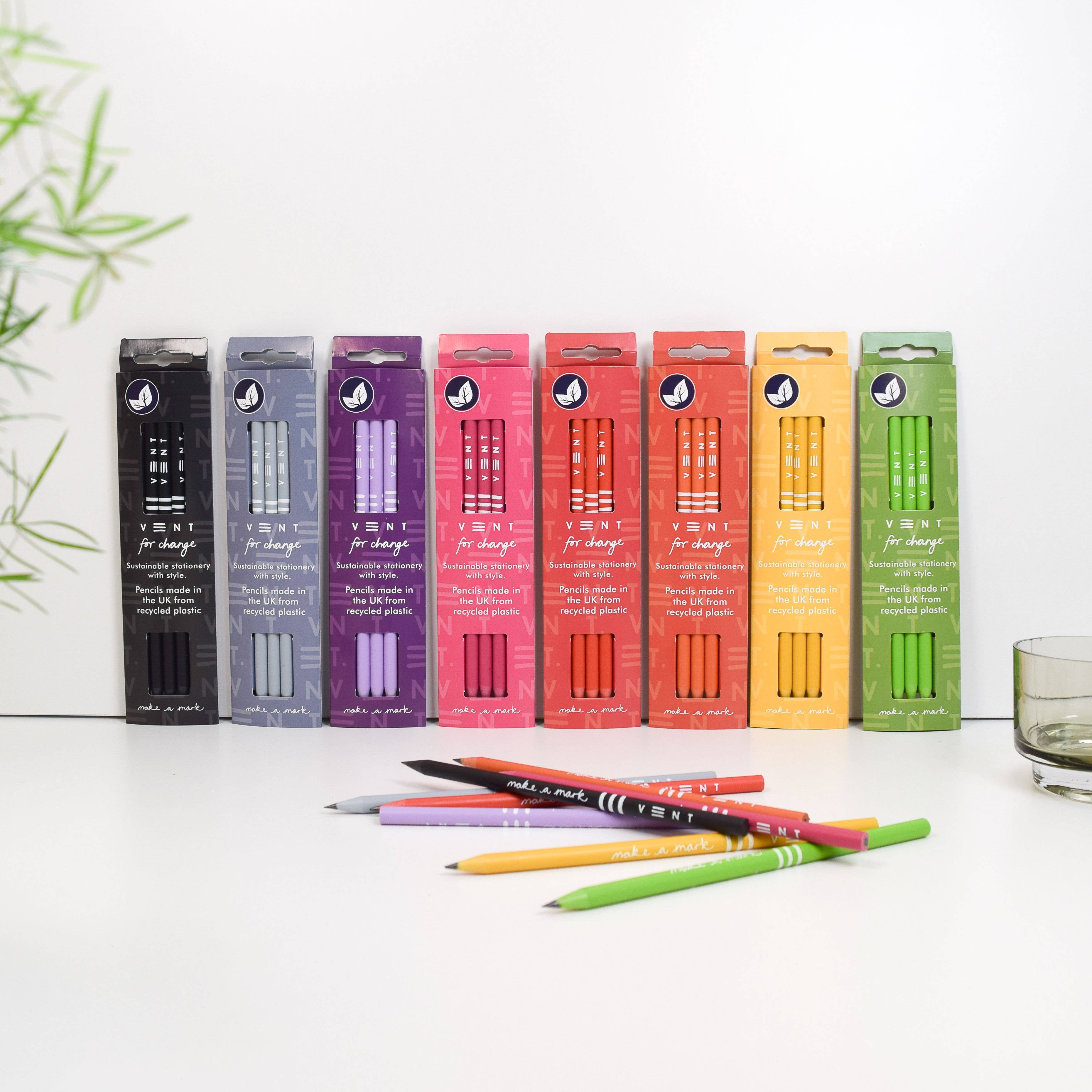 VENT for Change - Vente Crayons - Lot de 3 crayons recyclés - Make a Mark Yellow1