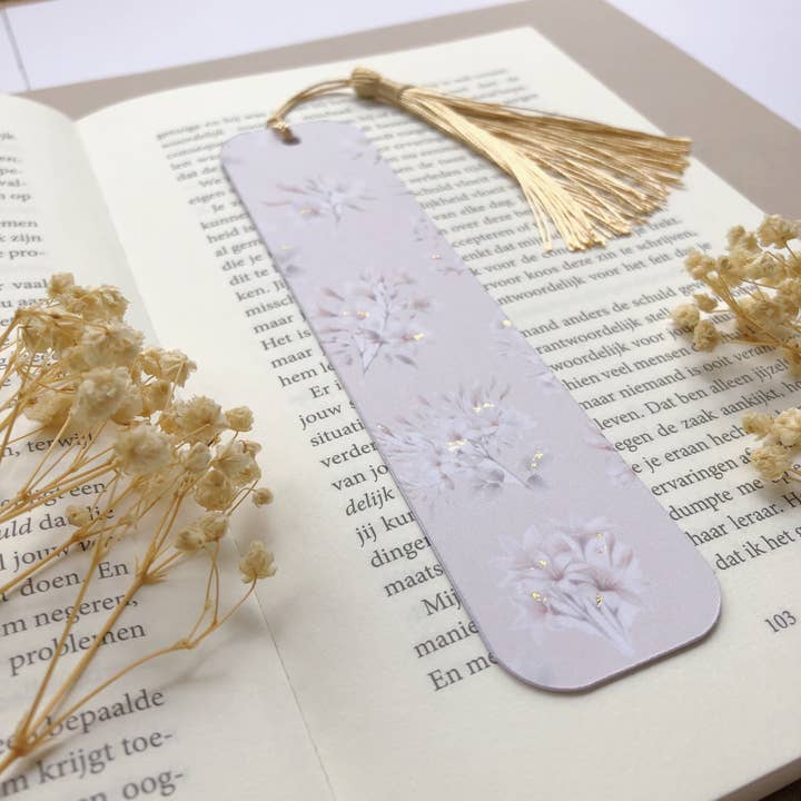 T's Stationery – wholesale Bookmark – "Gold Foiled Bookmark With Tree Jasmine Flowers"