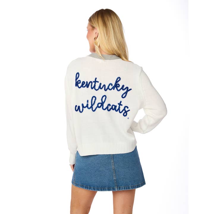The Kentucky Wildcats Glitter Script Cardigan for wholesale by Stewart Simmons