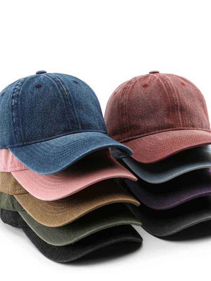 CWAH3207_PERSONALIZED WASHED DENIM PLAIN BASEBALL CAP for wholesale by NINEXIS
