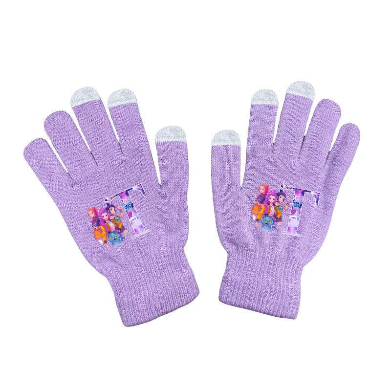 Little Trendy - Wholesale Gloves - Women's - KDH K-pop inspired Initials knitted purple gloves6