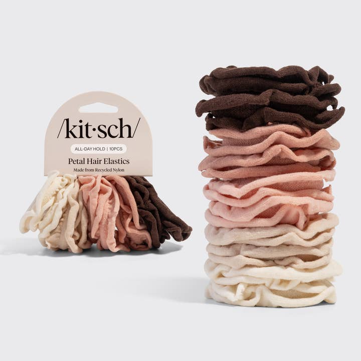 Recycled Fabric Petal Hair Elastics 10pc Set - Blush for wholesale by KITSCH