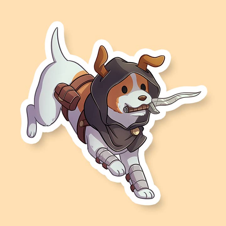 Rogue Class D&D Dog Sticker for wholesale by Riftgate