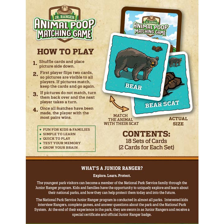 Masterpieces Puzzles - Wholesale Card Game - Jr. Ranger - Animal Poop Matching Game2