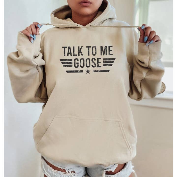 Moletom com capuz de lã unissex gráfico TALK TO ME GOOSE por atacado de Shamaim