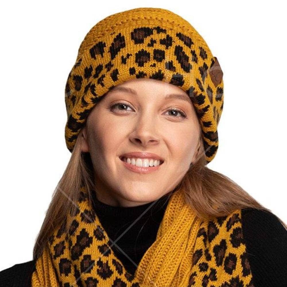 MiMi Wholesale - Wholesale Beanie - Women's - HAT80 Leopard Cuff Rib Beanie3