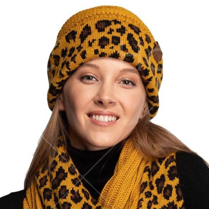 MiMi Wholesale - Wholesale Beanie - Women's - HAT80 Leopard Cuff Rib Beanie3
