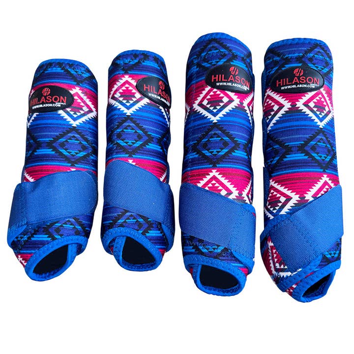 HILASON - Wholesale Horseback Riding Gear - L M S Horse Front Rear Hind Leg Sport Boots Set of 4 Blue