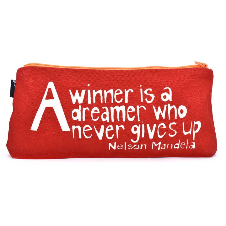 African Modern - Wholesale Pouch - Women's - Red <i>A Winner is a Dreamer</i> 12" Mandela Pouch