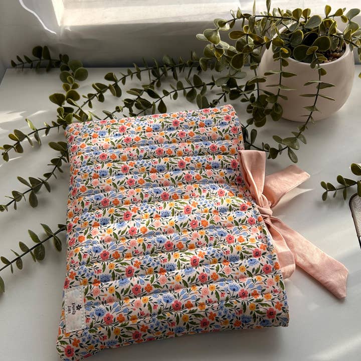 DaintyLuxeAU - Wholesale Book cover - Handmade Floral Quilted Book Sleeve with Apricot Lining2