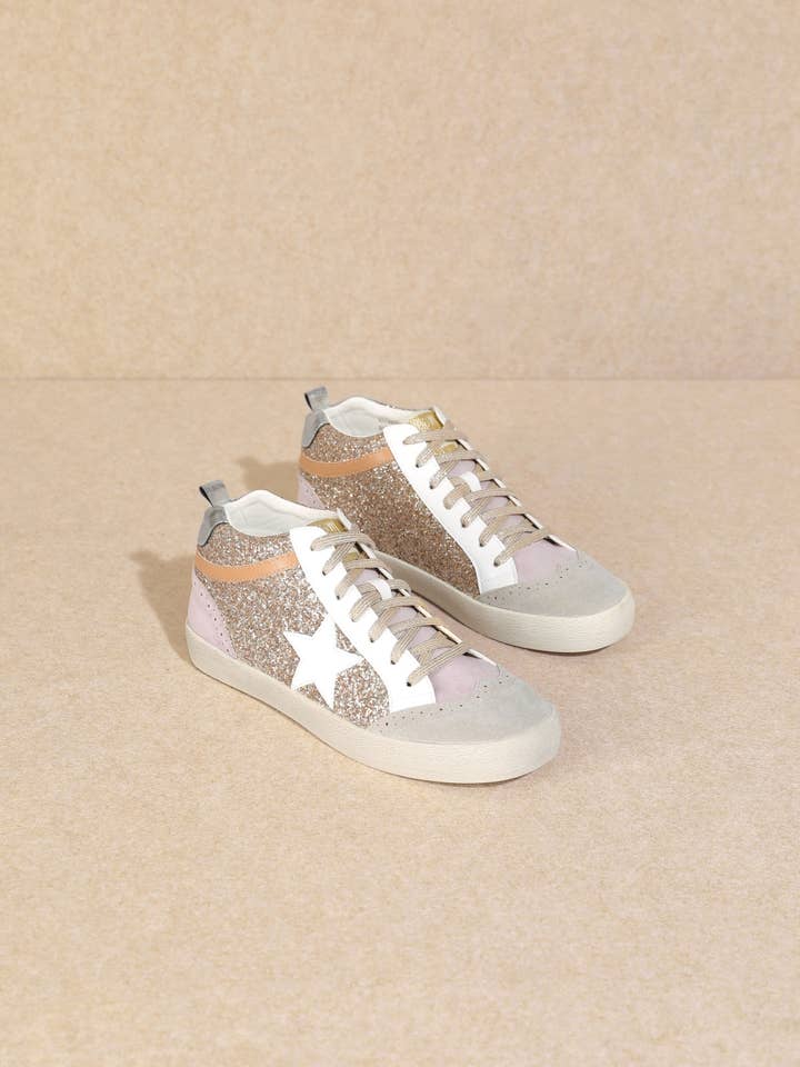 CCOCCI - Wholesale Lifestyle Sneakers - Women's - DAISY GLITTER ACCENT SEMI HIGH-TOP STAR SNEAKERS32