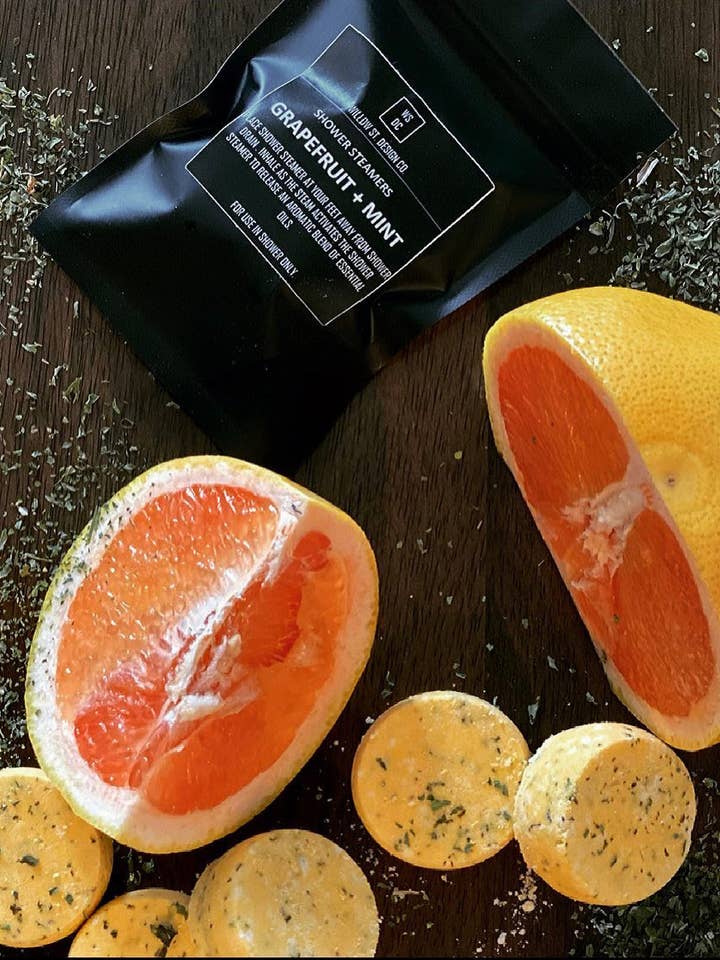 Grapefruit + Mint Shower Steamers for wholesale by Willow St. Design Co