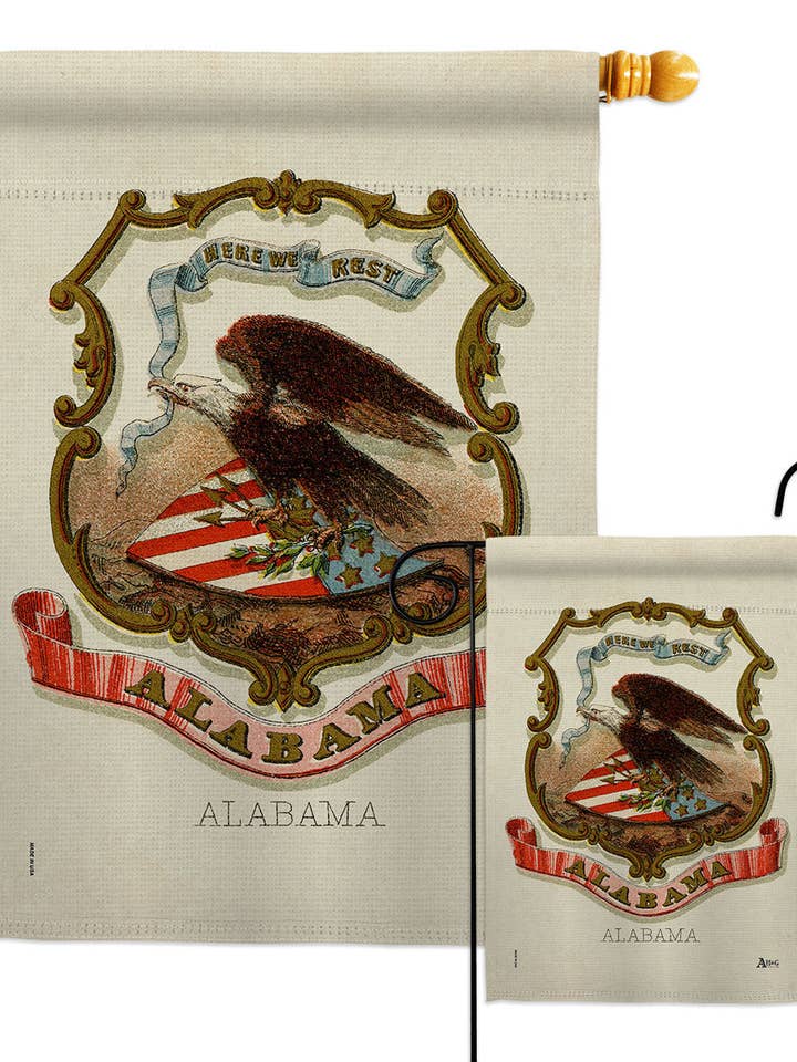 Bandiera Coat Arms Alabama States Usa Us Historic Garden House per la vendita all'ingrosso da parte di Two Group Flag Co
