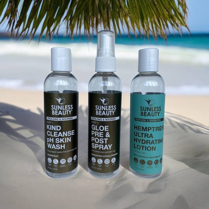 Sunless Beauty – wholesale Tan preserver – SUNLESS BEAUTY ORGANIC #GLOWATHOME 3 PIECE TRAVEL SET1