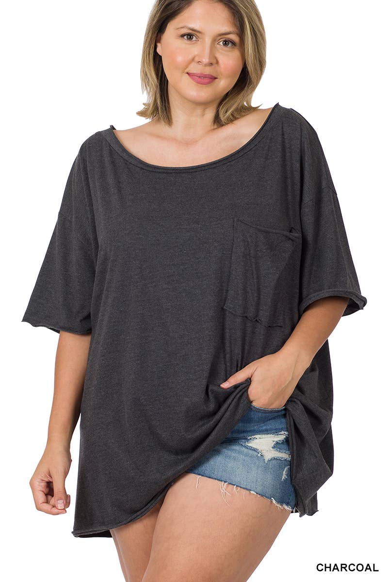 42POPS - Wholesale Tunic - Women's - Tri Blend Oversized Raw Edge Boyfriend Tee27