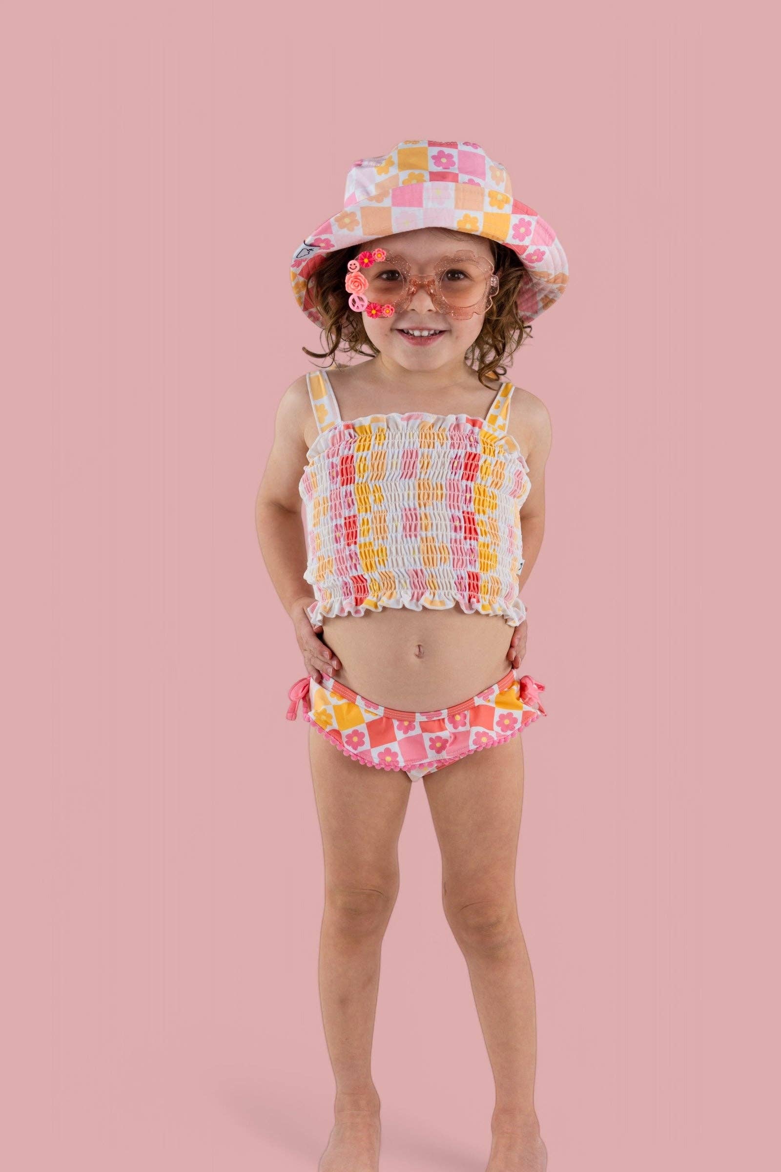 Dream Big Little Co. – wholesale Two-piece swimsuit – Kids – SUMMER SUNSET CHECKERS DREAM SMOCKED TANKINI TWO PIECE SWIM SUIT20