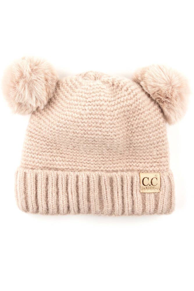 Hana - Wholesale Beanie - Kids - C.C Kids Hat with Double Pom Pom and Lining Inside5