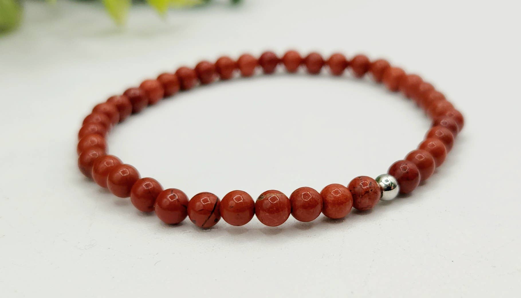 Meraki Gemstones - Wholesale Beaded Bracelet - Red Japser Gemstone Stretchable Bracelet 4MM beads-7.5" L3