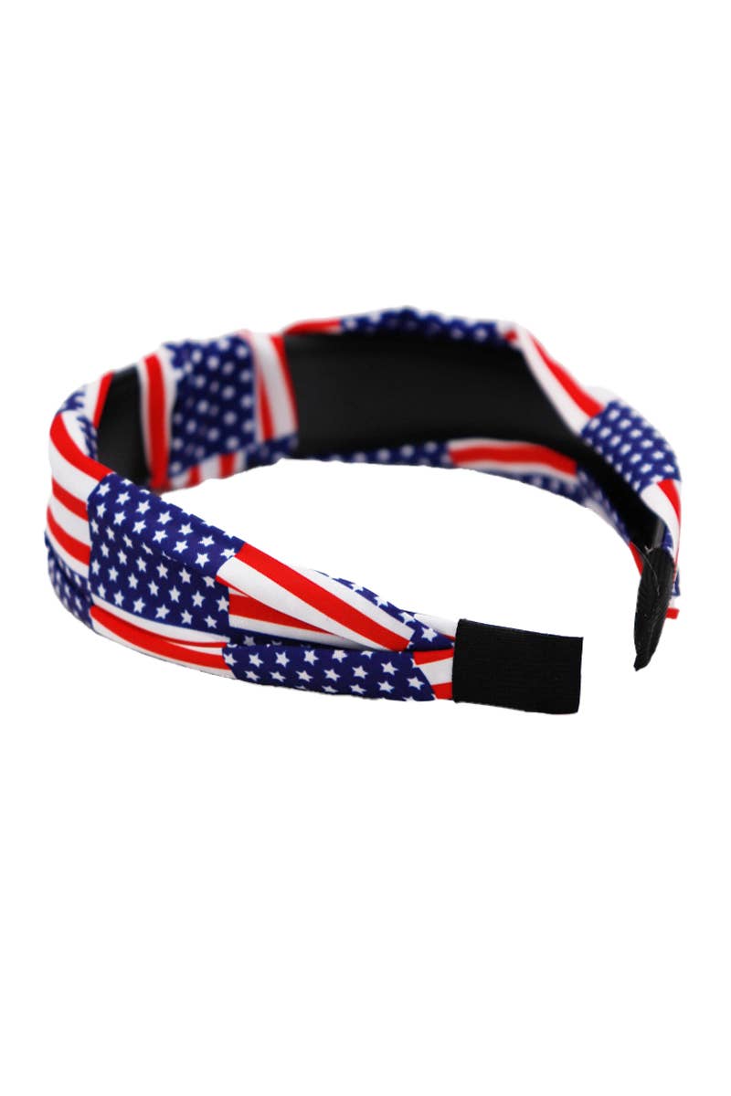 Cap Zone - Wholesale Fashion Headband - Women's - American Flag Twist Knotted Hard Shell Head Band4