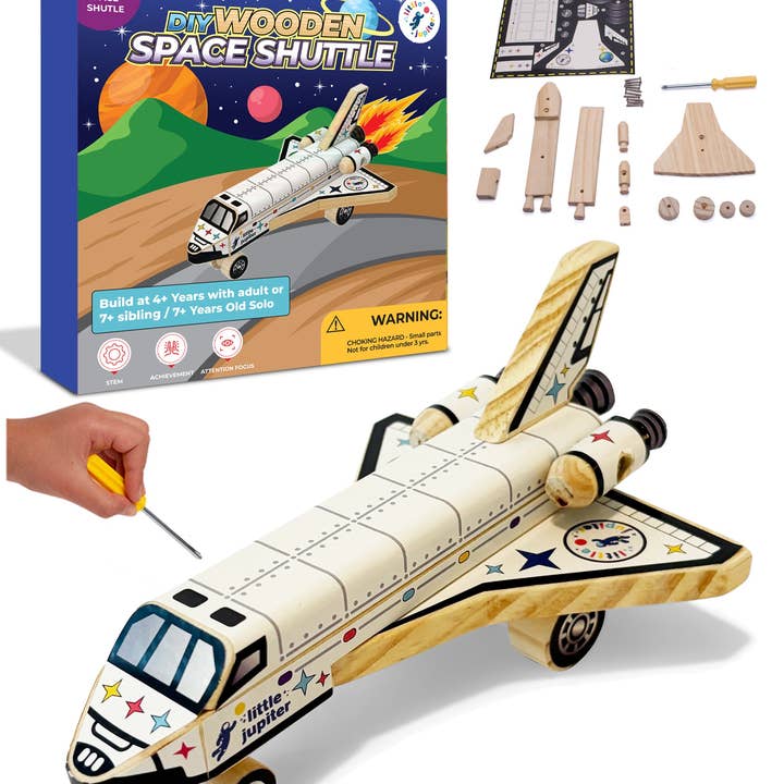 AYK Brand - Wholesale DIY Craft Kit - Kids - DIY Wooden Space Shuttle with Stickers0