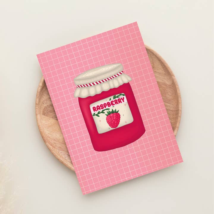 Himbeermarmeladenglas Kunstdruck - A6, A5, A4, A3 Obst Wandkunst für den Großhandel von Famjo Boutique