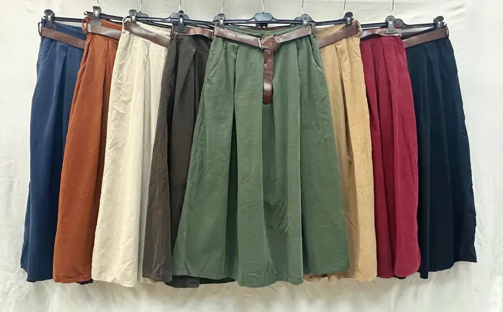 Mimi & Gogo - Wholesale Skirt - Women's - Velvet Skirt With Belt @8855_JuVCeinture14