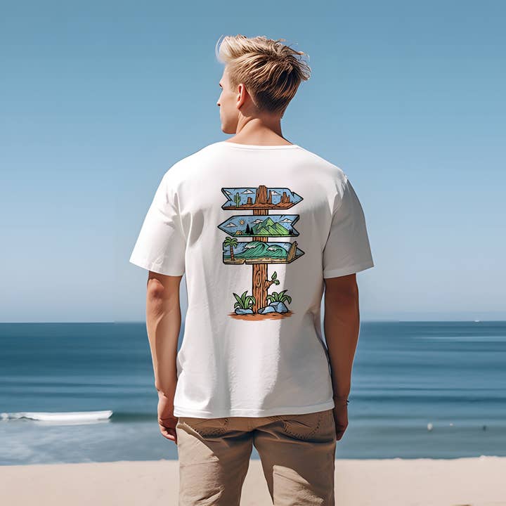 Beach Vibes Scenic Print Men's Fashion T-shirt for wholesale by novaxau