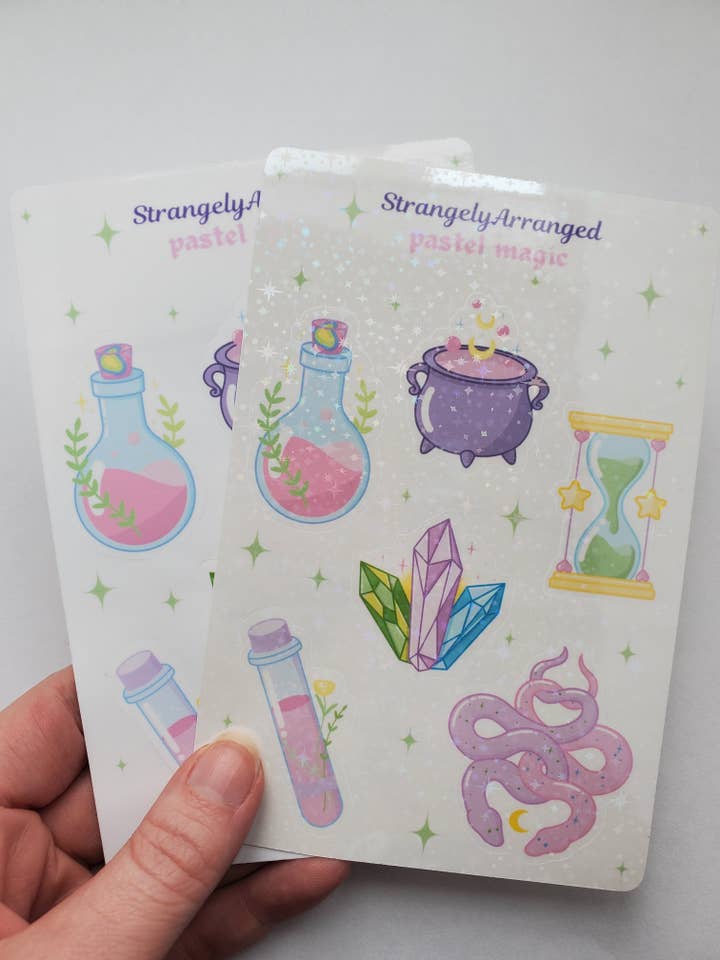 Sticker ark | Cute Witchy Pastel magiske klistermærker for engroshandel hos StrangelyArranged