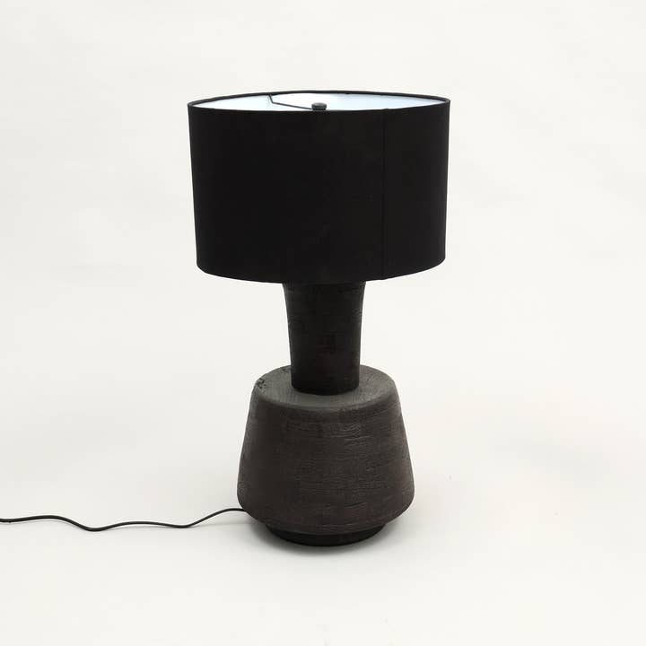 India Curated - Wholesale Accent/desk lamp - Handmade Artisanal Table Lamp with Wooden Base-16.5X16.5X29"2