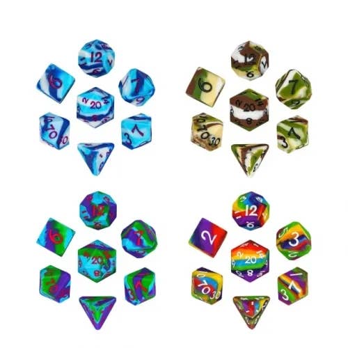 17mm Silicone Dice Sets, Flat Corners (10 colors) for wholesale by Cultivation Games