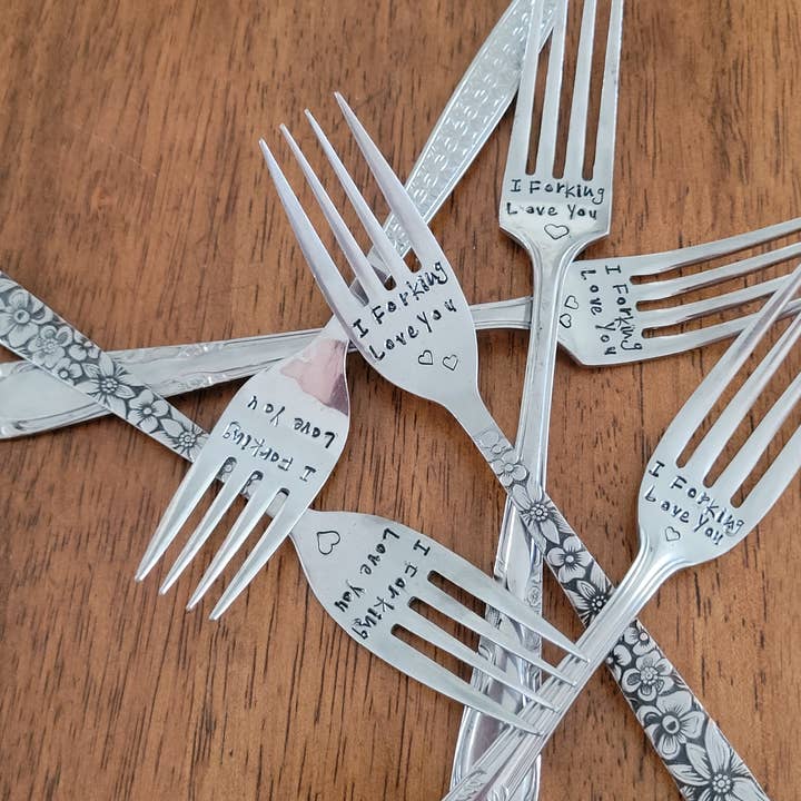 Samantha's Studio - Wholesale Table Fork - "I Forking Love You" Quote Cutlery (Fork), Hand stamped