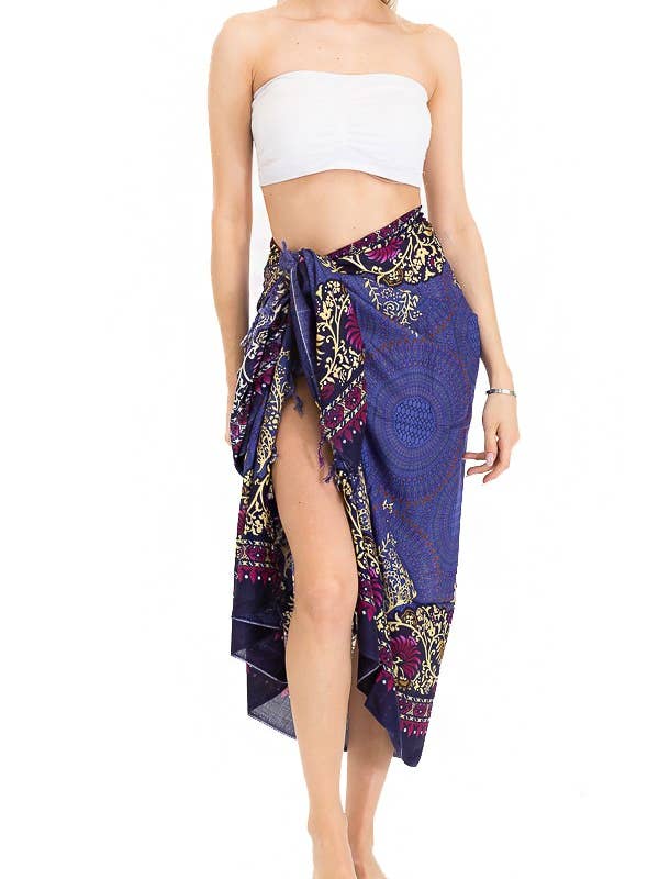 Cap Zone - Wholesale Swim cover-up – Women’s - Mandala Cotton Beach Sarong Block Print
