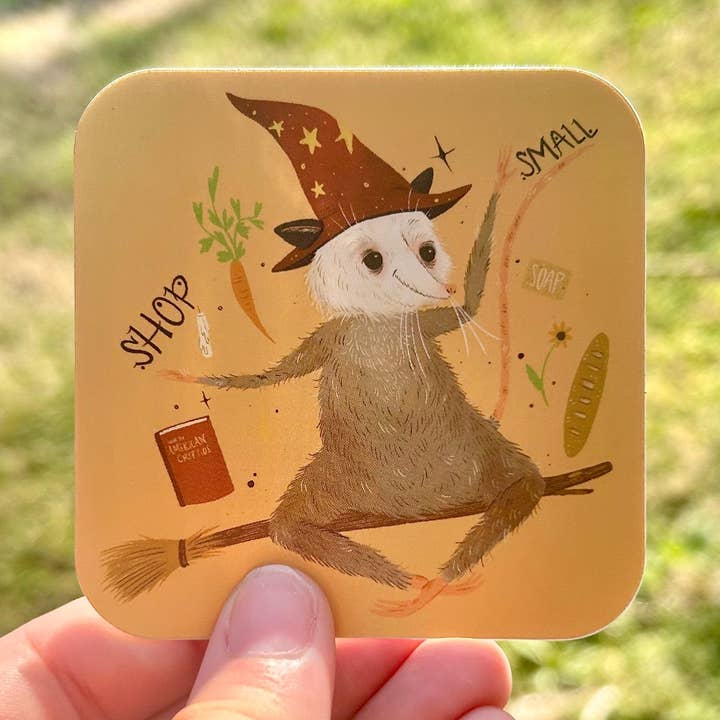 Autocollant 'Opossum Shop Small' pour la vente par Glitter and Toadstools