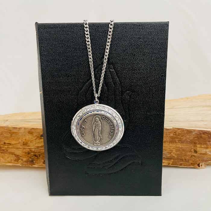 Oremus Mercy - Wholesale Locket Necklace - OLOG Filigree SS Locket w/ Chain 1.75”