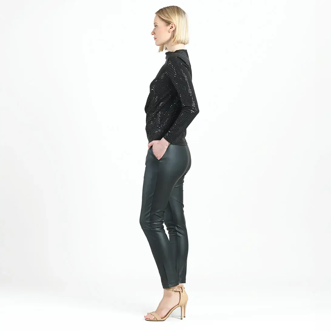 NERO T413S2 - Top con drappeggio laterale con scollo a barca alto decorato con brillantini in vendita all'ingrosso su Faire5