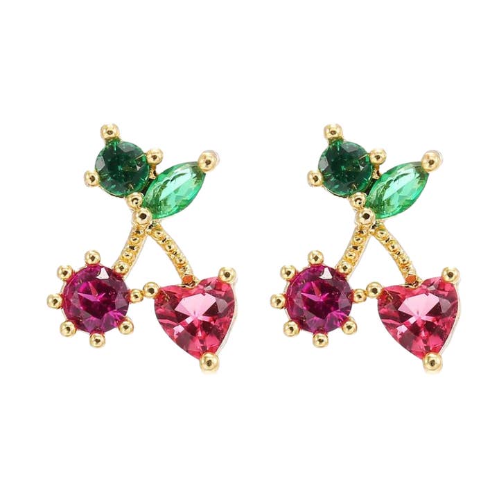 Gold Heart cherry studs for wholesale on Faire0