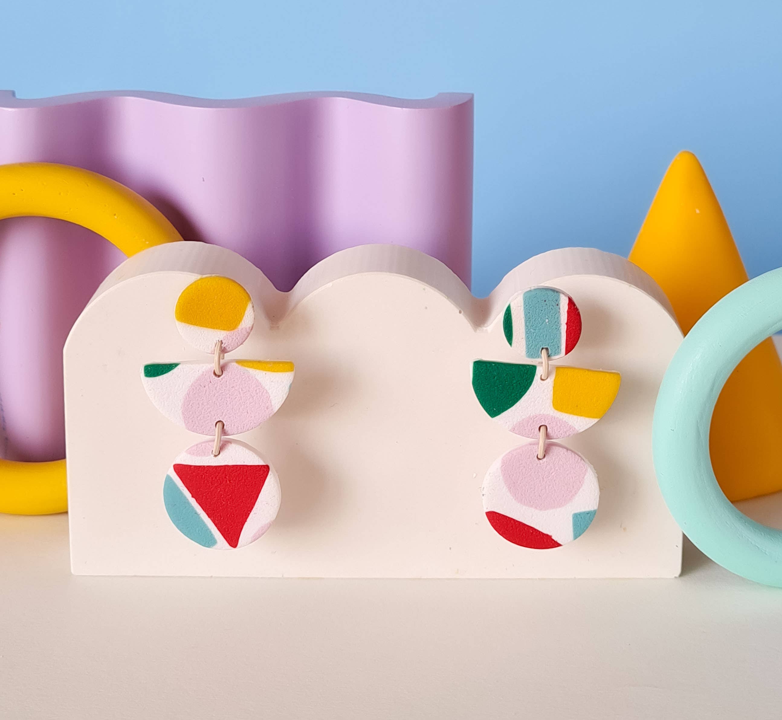 Mono - Wholesale Dangle Earrings - colorful patterned handmade clay earrings in 19 varieties13